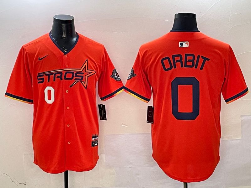 Men Houston Astros #0 Orbit Orange Three generations Joint Name 2025 Nike MLB Jersey style 8